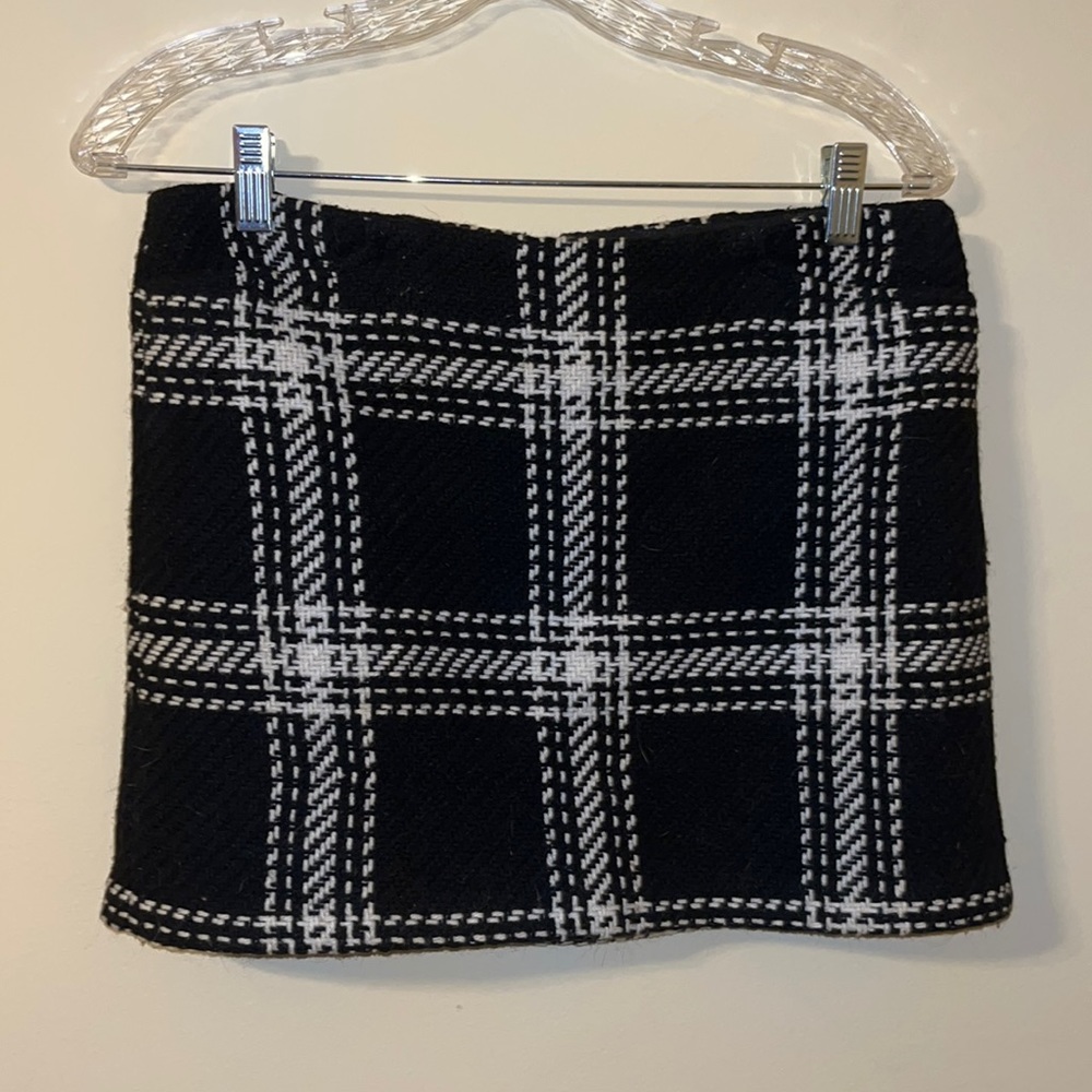 A black and white wool skirt